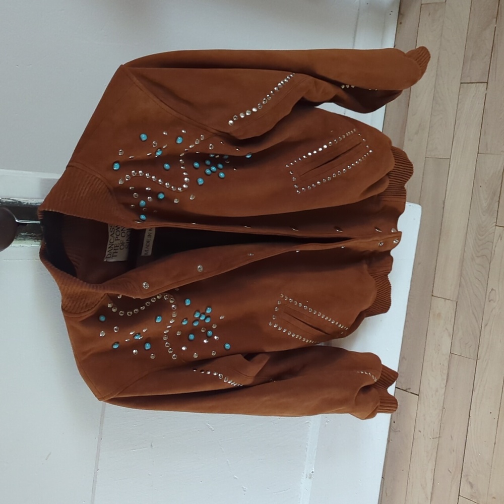 Embellished Suede Bomber Jacket